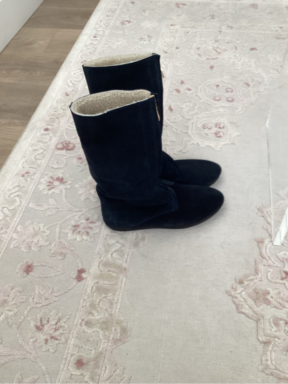 Burberry Black Suede Mid-Calf Shearling-Lined Zip Boots 8 - Picture 5 of 15